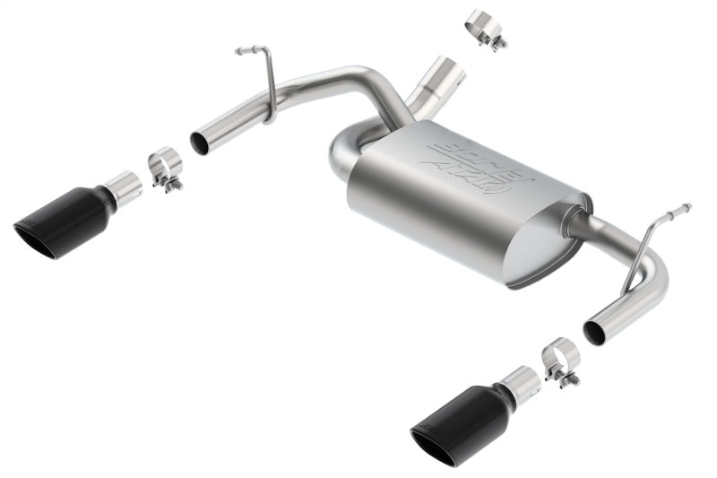Borla 12-14 Jeep Wrangler JK 2/4Dr Rr Section ATAK Single Square Rlld Angle-Cut Black Chrome Exhaust - awdtuningtx