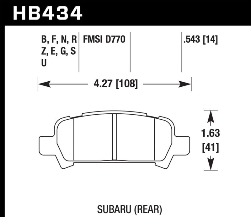 Hawk 02-03 WRX / 05-08 LGT D770 Performance Ceramic Street Rear Brake Pads - awdtuningtx