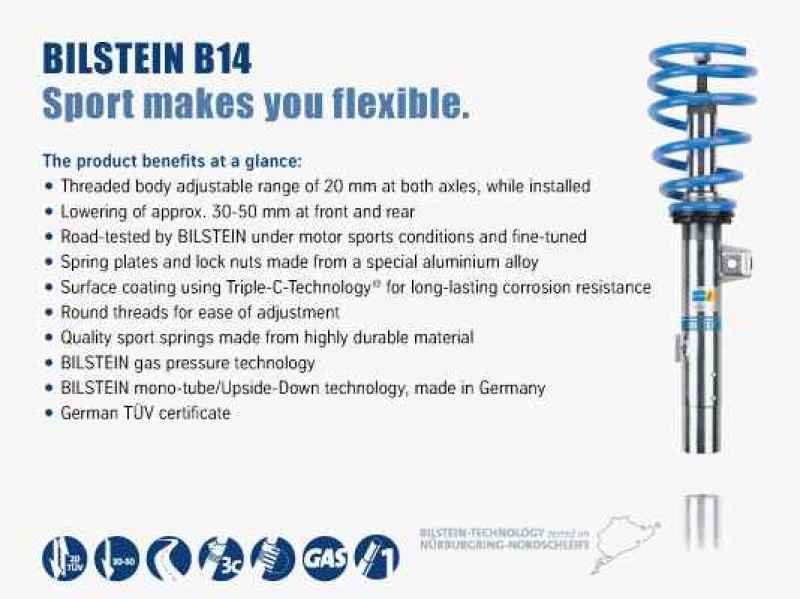 Bilstein B14 2015 Mercedes Benz C300 Front and Rear Performance Suspension System - awdtuningtx
