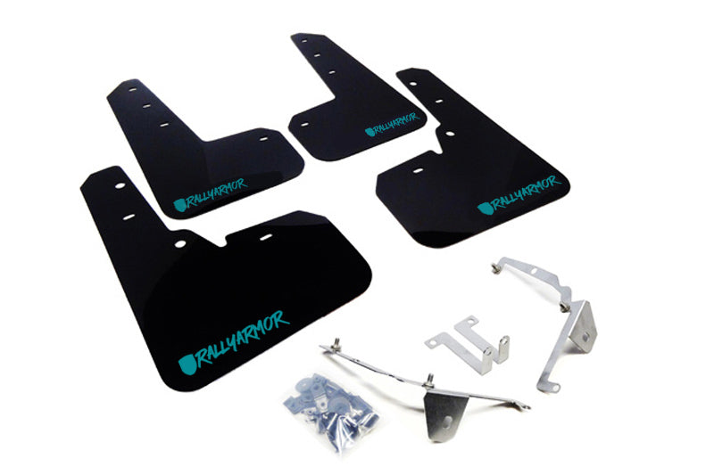 Rally Armor 13-17 Subaru Crosstrek XV Black UR Mud Flap w/ Teal Altered Font Logo - awdtuningtx
