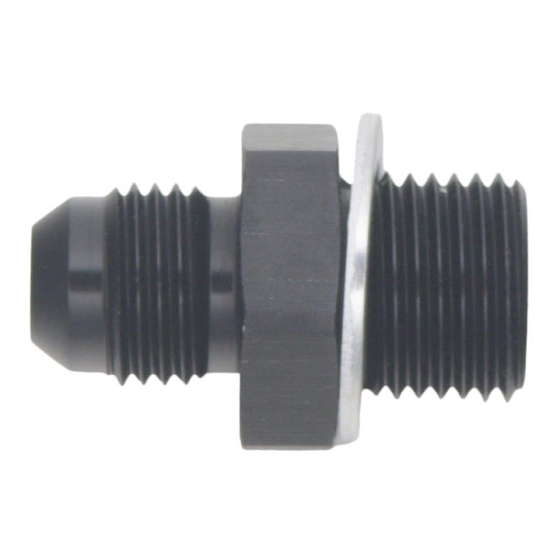 DeatschWerks 6AN Male Flare to M16 X 1.5 Male Metric Adapter (Incl Washer) - Anodized Matte Black - awdtuningtx