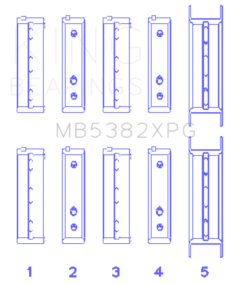 King Subaru EJ20/EJ22/EJ25 (For Thrust in #5 Position) 0.25 Oversized Tri-Metal Perf Main Bearing Se - awdtuningtx