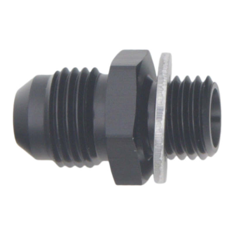 DeatschWerks 6AN Male Flare to M12 X 1.5 Male Metric Adapter (Incl Washer) - Anodized Matte Black - awdtuningtx