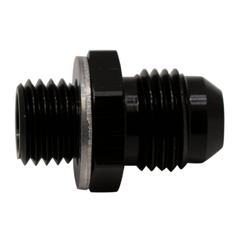 DeatschWerks 6AN Male Flare to M12 X 1.5 Male Metric Adapter (Incl Washer) - Anodized Matte Black - awdtuningtx