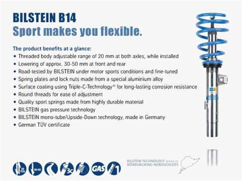 Bilstein B14 2002 Mercedes-Benz C230 Kompressor Front and Rear Suspension Kit - awdtuningtx