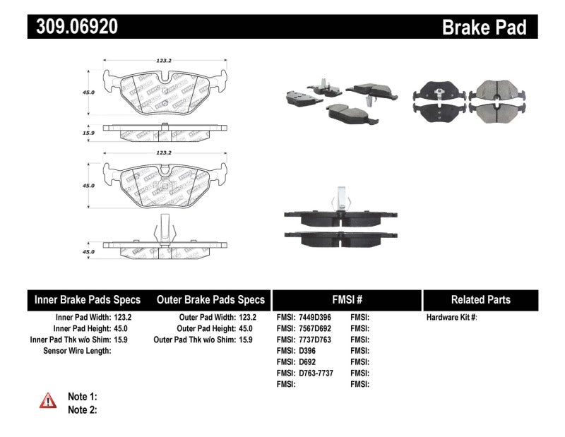 StopTech Performance 01-02 BMW Z3 / 03-09 Z4 / 10/90-07 3 Series / 99-09 Saab 9-5 Rear Brake Pads - awdtuningtx