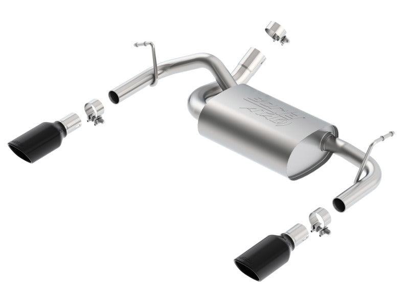 Borla 12-14 Jeep Wrangler JK 2/4Dr Rr Section ATAK Single Square Rlld Angle-Cut Black Chrome Exhaust - awdtuningtx