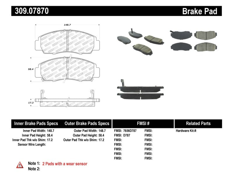 StopTech Performance 04-09 Acura TSX / 09 Accord V6 Coupe ONLY Front Brake Pads - awdtuningtx