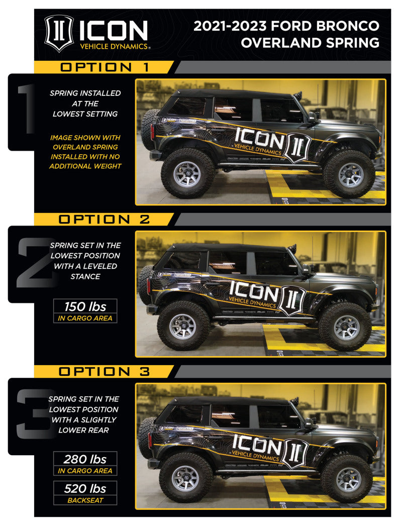 ICON 21-23 Ford Bronco Rear 2.5 VS IR Coilover Kit Heavy Rate Spring - awdtuningtx