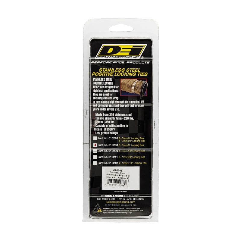 DEI Stainless Steel Positive Locking Tie 1/4in (7mm) x 9in - 8 per pack - awdtuningtx