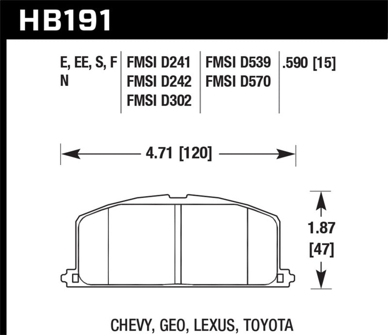 Hawk 87 Toyota Corolla FX16 / All Toyota MR2 HPS Street Front Brake Pads ( FMSI p/n D242 MUST CALL) - awdtuningtx