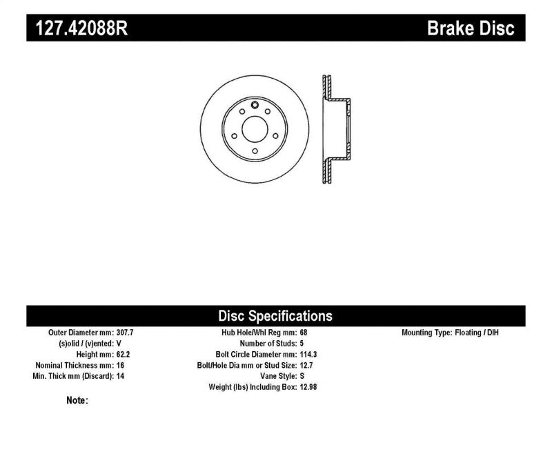 StopTech 06-07 350Z / 05-07 G35 / 06-07 G35X SportStop Slotted & Drilled Rear Right Rotor - awdtuningtx