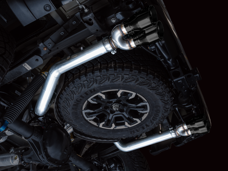 AWE Tuning 22-23 GMC Sierra 1500 AT4X 6.2L 0FG Catback Split Dual (Flat Bumper) - Diamond Black Tips - awdtuningtx