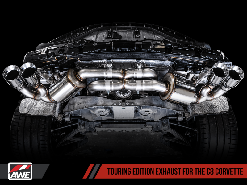 AWE Tuning 2020 Chevrolet Corvette (C8) Touring Edition Exhaust - Quad Chrome Silver Tips - awdtuningtx