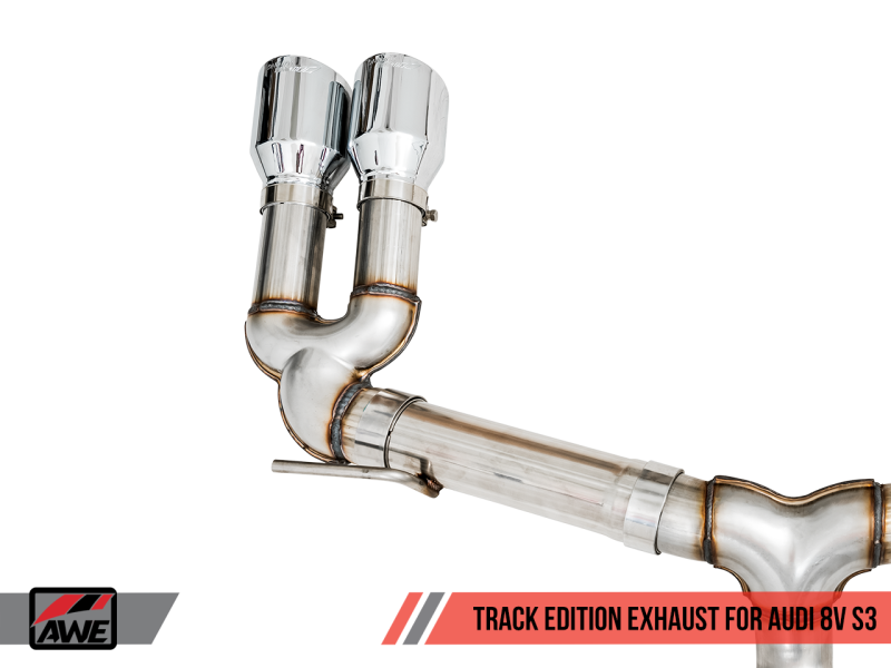 AWE Tuning Audi 8V S3 Track Edition Exhaust w/Chrome Silver Tips 102mm - awdtuningtx