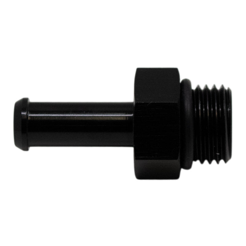 DeatschWerks 6AN ORB Male to 5/16in Male Barb Fitting (Incl O-Ring) - Anodized Matte Black - awdtuningtx