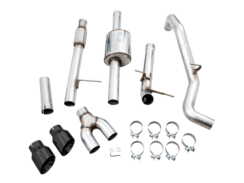 AWE Tuning 4th Gen GM 1500 5.3L 0FG Catback Dual Side Exit (Flat Bumper) - Diamond Tips - awdtuningtx