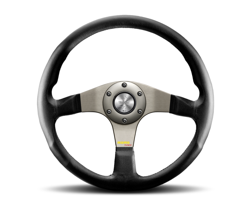 Momo Tuner Steering Wheel 350 mm - Black Leather/Red Stitch/Black Spokes - awdtuningtx