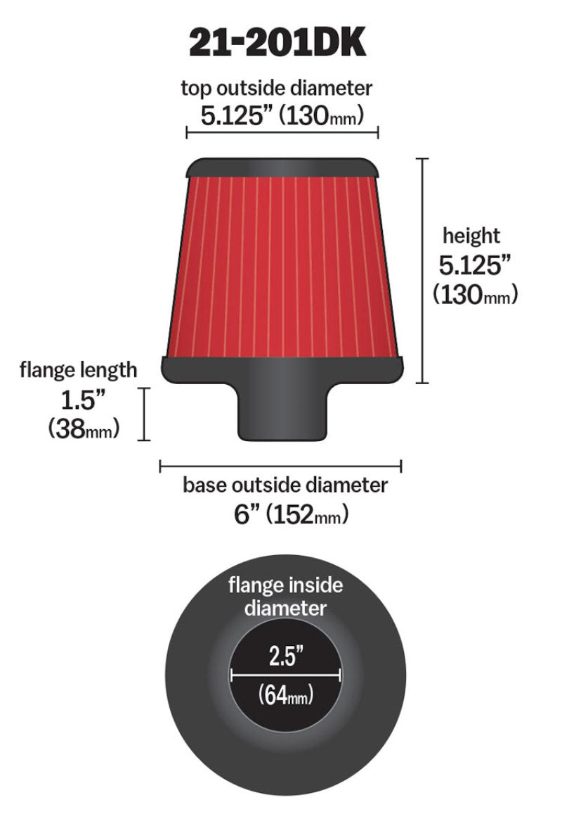 AEM 2.50 inch Short Neck 5 inch Element Filter Replacement - awdtuningtx