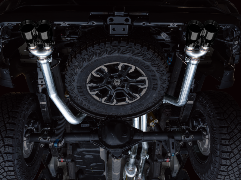 AWE Tuning 22-23 GMC Sierra 1500 AT4X 6.2L 0FG Catback Split Dual (Flat Bumper) - Diamond Black Tips - awdtuningtx