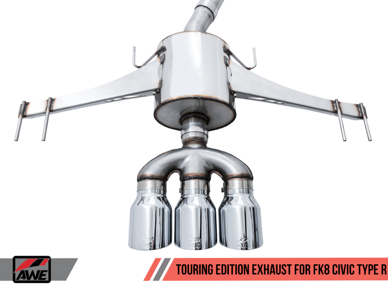 AWE Tuning 2017+ Honda Civic Type R Touring Edition Exhaust w/Front & Mid Pipes - Chrome Silver Tips - awdtuningtx