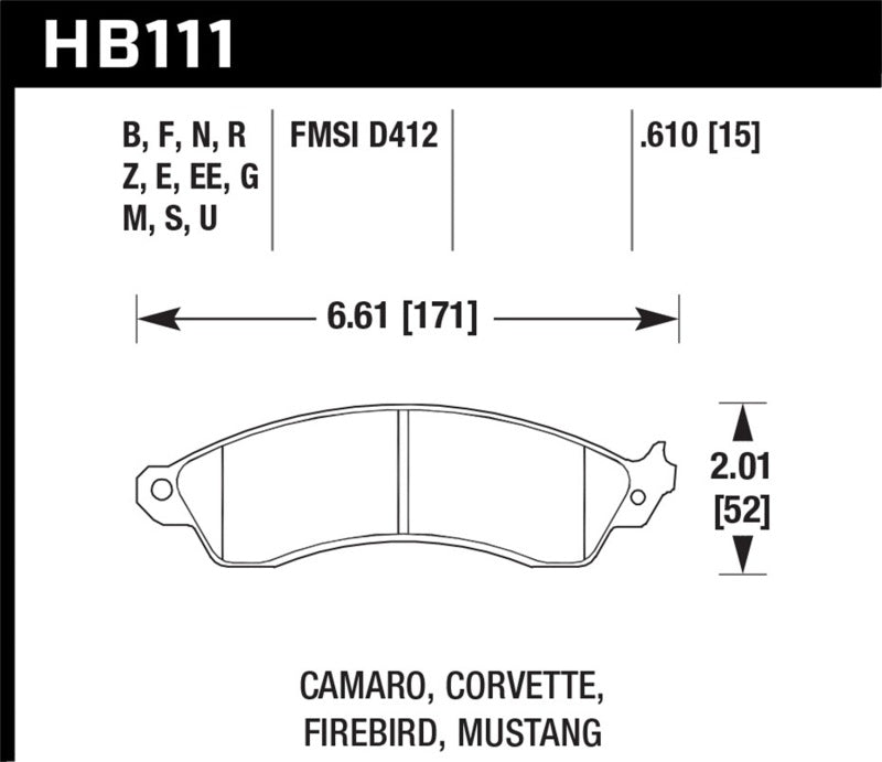 Hawk 94-04 Mustang Cobra / 88-95 Corvette 5.7L / 88-92 Camaro w/ Hvy Duty Brakes Front HP+ Street Br - awdtuningtx