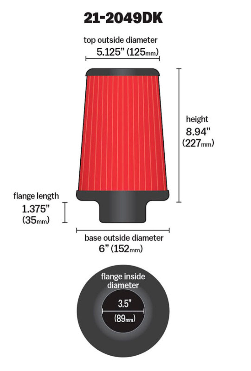 AEM 3.5 inch Short Neck 9 inch Element Filter Replacement - awdtuningtx