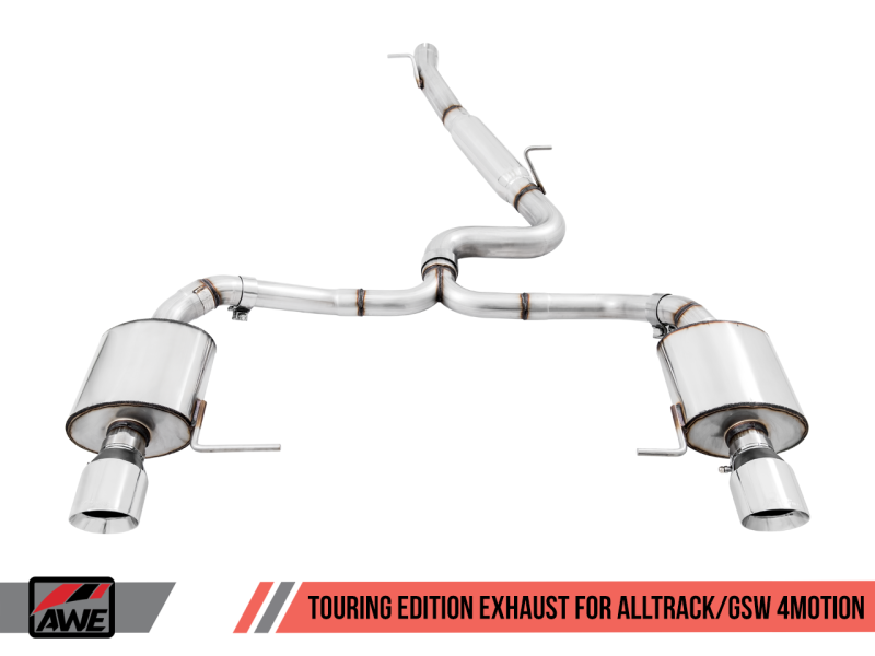 AWE Tuning VW MK7 Golf Alltrack/Sportwagen 4Motion Touring Edition Exhaust - Polished Silver Tips - awdtuningtx