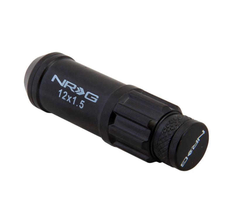 NRG 700 Series M12 X 1.5 Steel Lug Nut w/Dust Cap Cover Set 21 Pc w/Locks & Lock Socket - Black - awdtuningtx