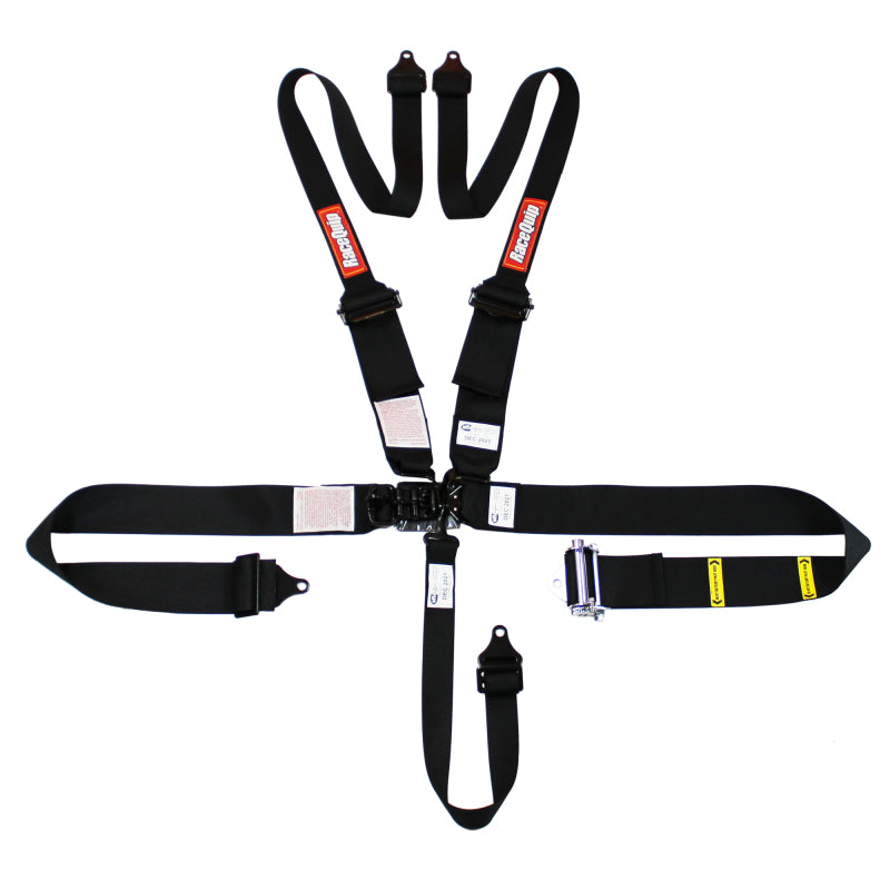 RaceQuip L & L 5pt Ratchet HNR Harness Black - awdtuningtx