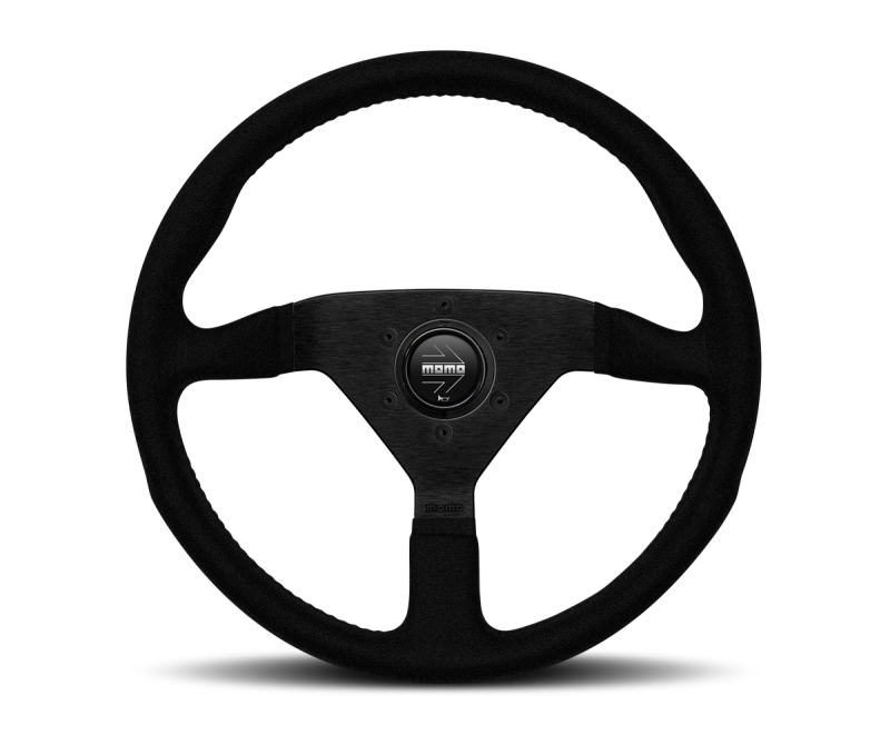 Momo Montecarlo Alcantara Steering Wheel 350 mm - Black/Black Stitch/Black Spokes - awdtuningtx