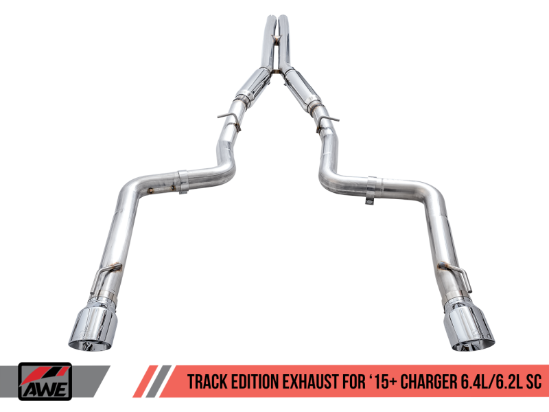 AWE Tuning 2015+ Dodge Charger 6.4L/6.2L Supercharged Track Edition Exhaust - Diamond Black Tips - awdtuningtx