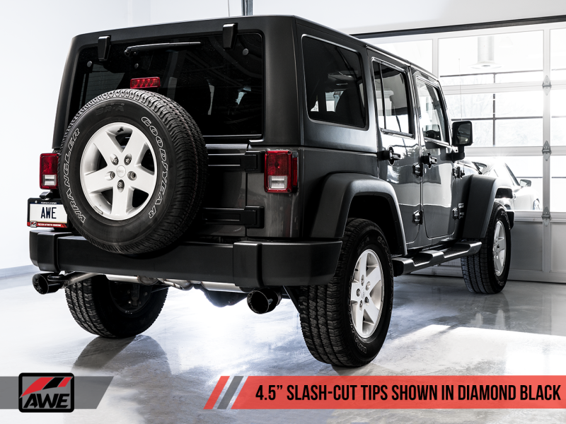 AWE Tuning 2018+ Jeep Wrangler JL/JLU Tread Edition Axle-Back Dual Exhaust - Diamond Black Tips - awdtuningtx