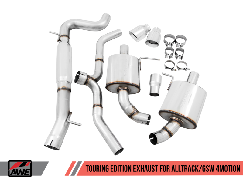 AWE Tuning VW MK7 Golf Alltrack/Sportwagen 4Motion Touring Edition Exhaust - Polished Silver Tips - awdtuningtx