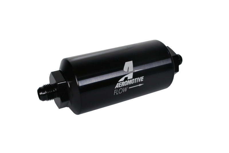 Aeromotive In-Line Filter - (AN-6 Male) 40 Micron Stainless Mesh Element Bright Dip Black Finish - awdtuningtx