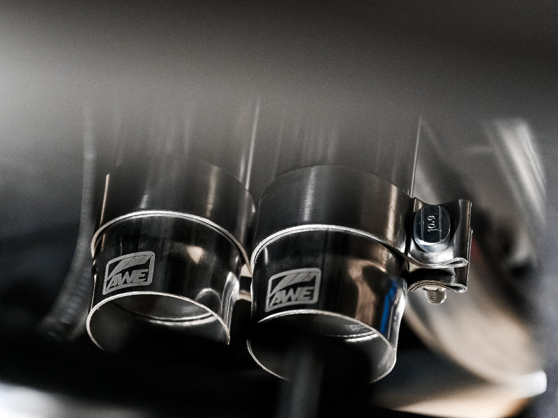 AWE 16-22 Toyota Tacoma 0FG Catback Exhaust w/ BashGuard - Dual Diamond Black Tips - awdtuningtx