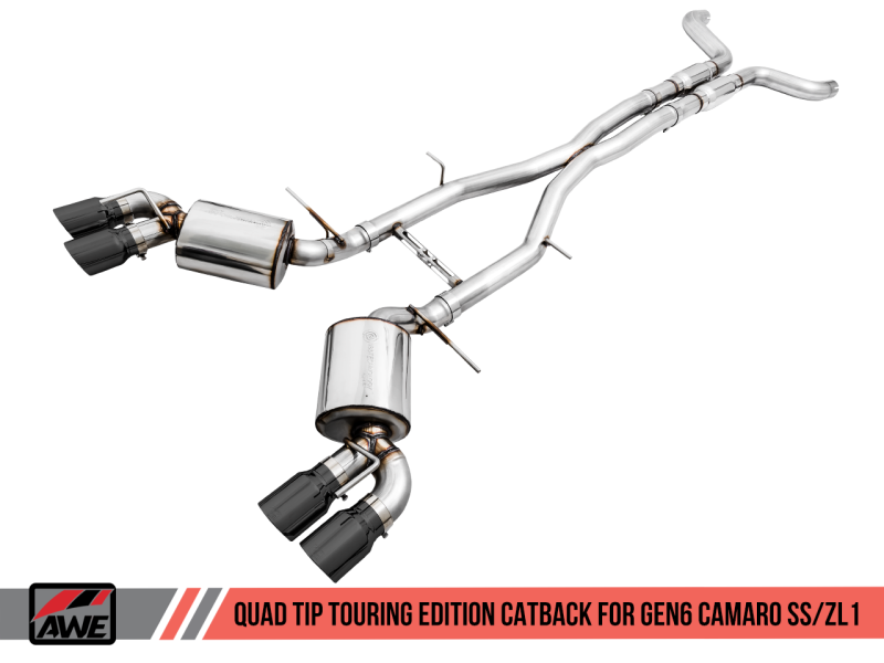 AWE Tuning 16-19 Chevy Camaro SS Res Cat-Back Exhaust -Touring Edition (Quad Diamond Black Tips) - awdtuningtx