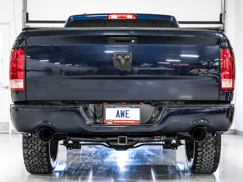 AWE Tuning 09-18 RAM 1500 5.7L (w/Cutouts) 0FG Dual Rear Exit Cat-Back Exhaust - Diamond Black Tips - awdtuningtx