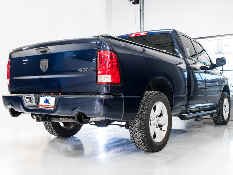 AWE Tuning 09-18 RAM 1500 5.7L (w/Cutouts) 0FG Dual Rear Exit Cat-Back Exhaust - Diamond Black Tips - awdtuningtx