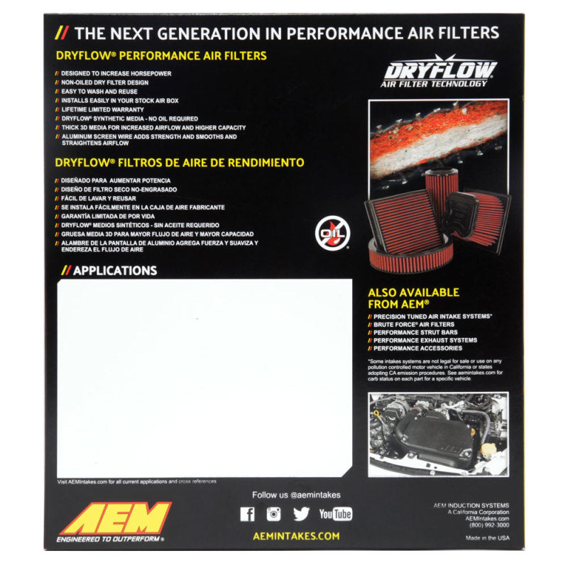 AEM 19-20 Subaru WRX STI 2.5L DryFlow Air Filter - awdtuningtx