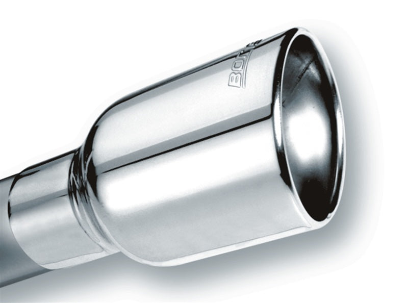 Borla Universal Polished Tip Single Round Rolled Angle-Cut w/Clamp (inlet 2 1/2in. Outlet 4 x 4in) * - awdtuningtx