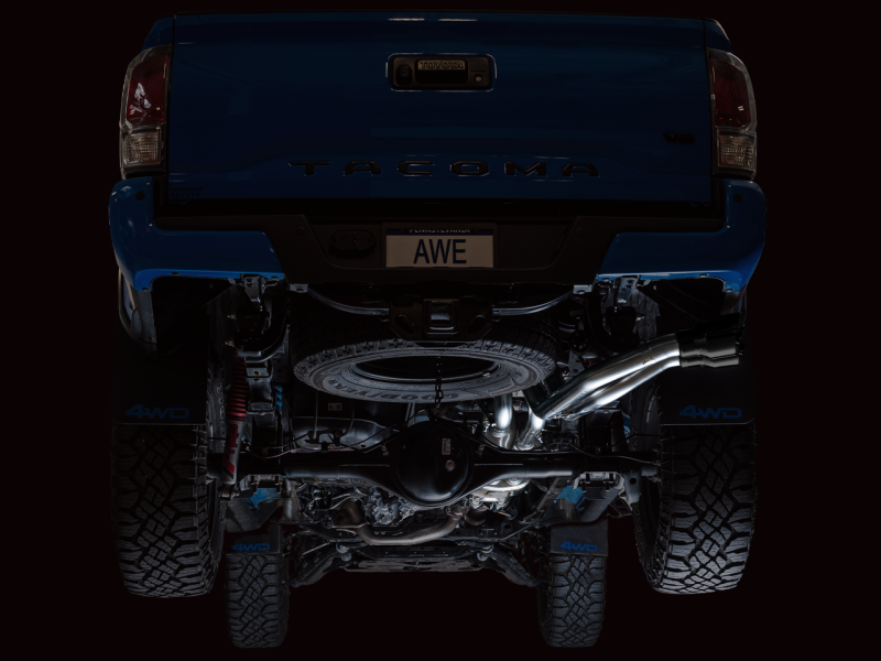 AWE 16-22 Toyota Tacoma 0FG Catback Exhaust w/ BashGuard - Dual Diamond Black Tips - awdtuningtx
