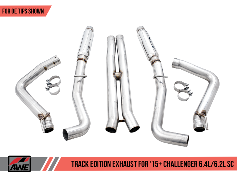 AWE Tuning 2015+ Dodge Challenger 6.4L/6.2L Supercharged Track Edition Exhaust - Use Stock Tips - awdtuningtx