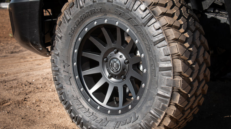 ICON Compression 18x9 5x150 25mm Offset 6in BS Satin Black Wheel - awdtuningtx