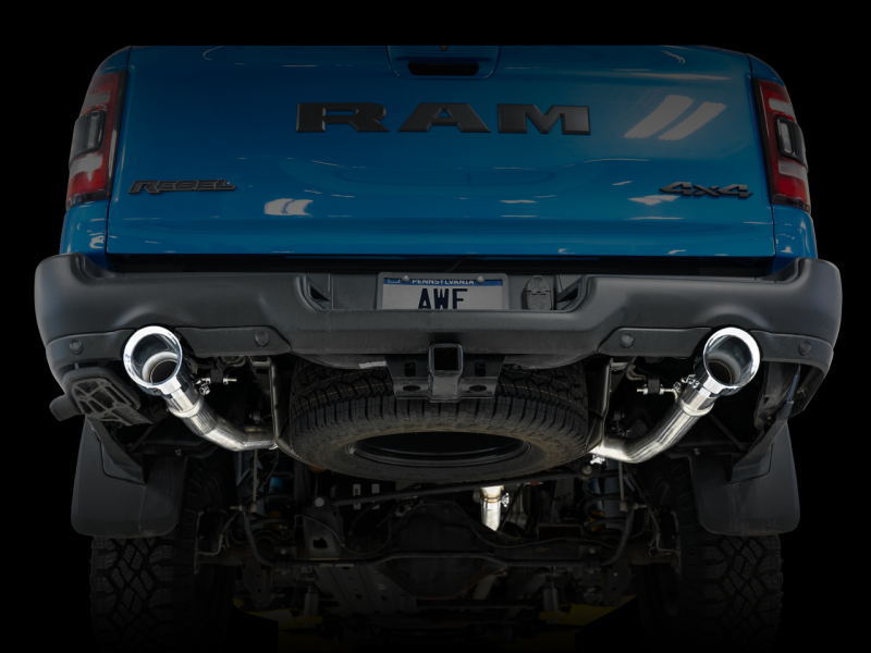 AWE Tuning 19-21 RAM 1500 5.7L (w/Cutouts) 0FG Dual Rear Exit Cat-Back Exhaust - Chrome Silver Tips - awdtuningtx