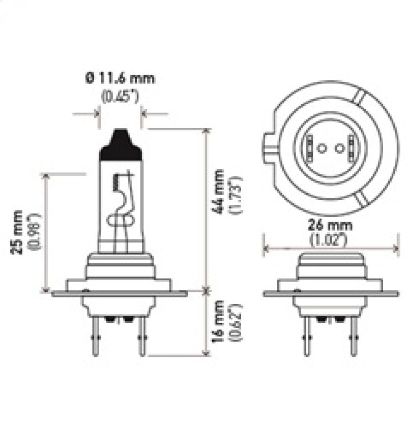 Hella H7 12V 55W PX26D HP 2.0 Halogen Bulbs - awdtuningtx