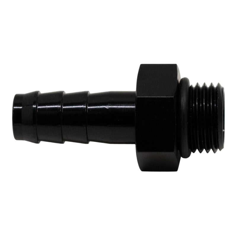 DeatschWerks 6AN ORB Male to 3/8in Male Triple Barb Fitting (Incl O-Ring) - Anodized Matte Black - awdtuningtx