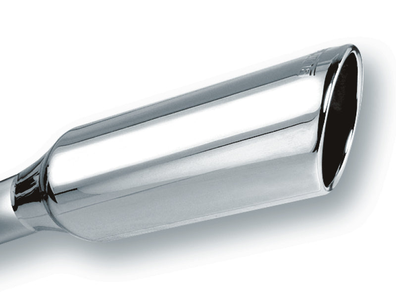 Borla 2.25in Inlet 4in Round Rolled Angle Cut x 12in Long Embossed Exhaust Tip - awdtuningtx