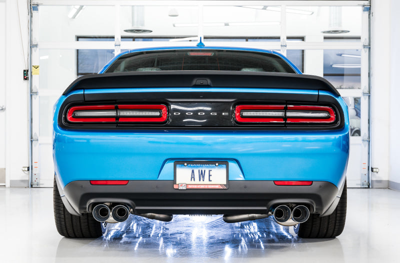 AWE Tuning 2015+ Dodge Challenger 6.4L/6.2L Non-Resonated Touring Edition Exhaust - Quad Silver Tips - awdtuningtx