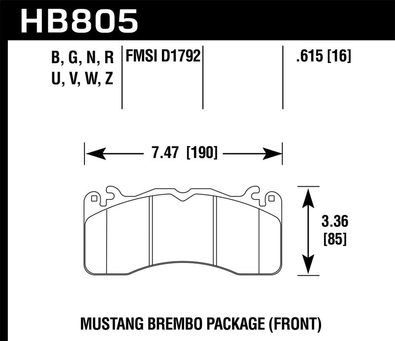 Hawk 15-17 Ford Mustang Brembo Package DTC-30 Front Brake Pads - awdtuningtx